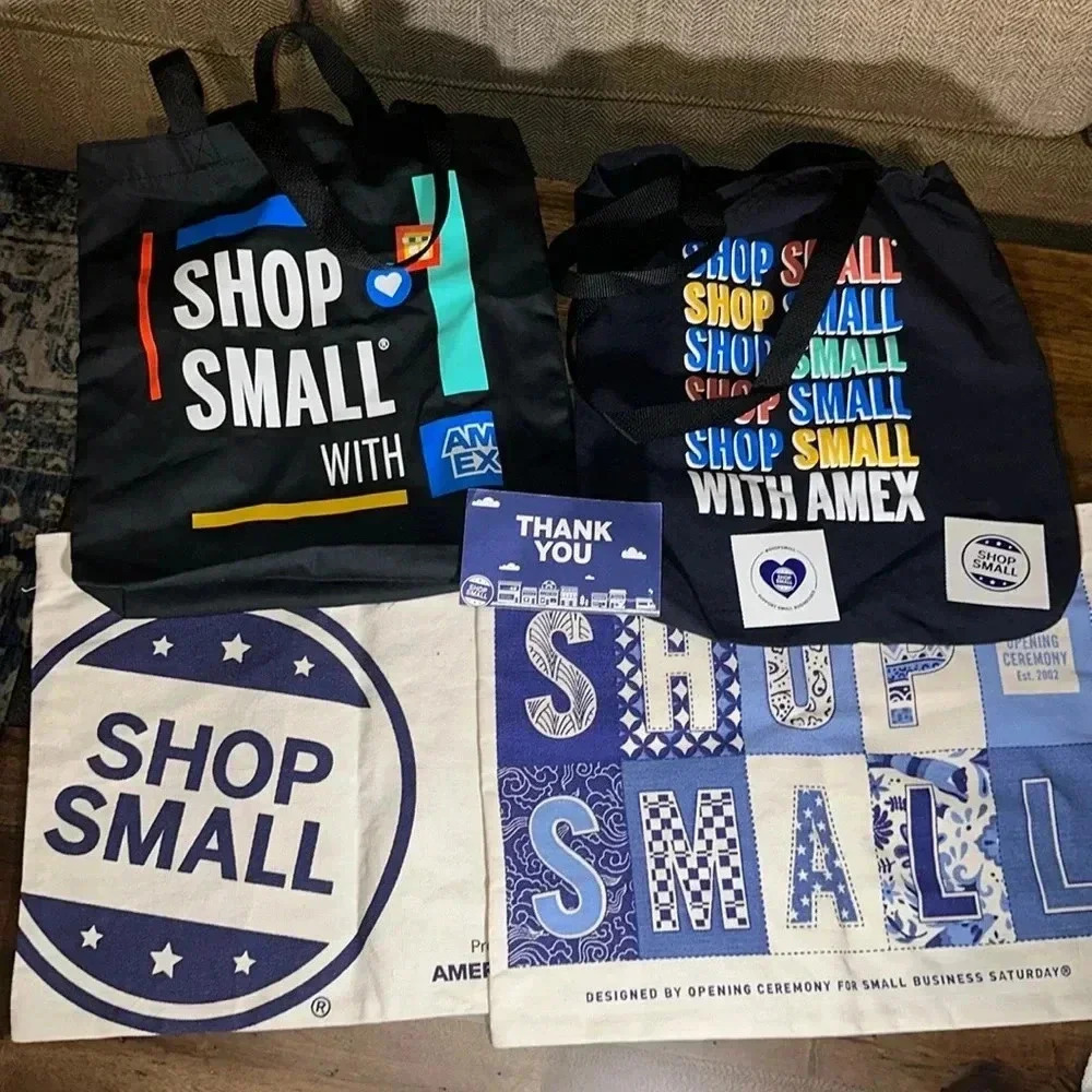 SHOP SMALL BUSINESS SATURDAY Bundle 7 Bags, 1 Card, 12 Stickers, Window Clings